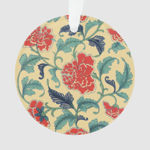 Vintage Art Nouveau Chinese Red Floral Chinoiserie Ornament