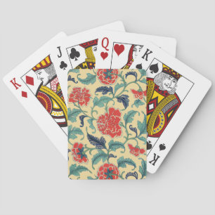 Vintage Art Nouveau Chinese Red Floral Chinoiserie Playing Cards
