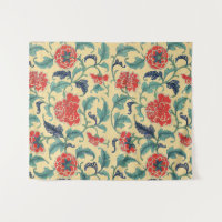 Vintage Art Nouveau Chinese Red Floral Chinoiserie