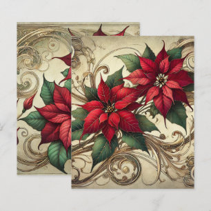 Vintage Art Nouveau Christmas Poinsettia Scrapbook