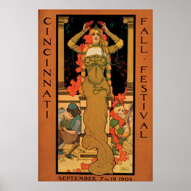 Vintage art nouveau Cincinnati art festival Poster (Front)