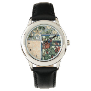 Vintage Art Nouveau, Columbine Aquilegia Flowers Watch