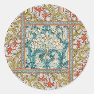 Vintage Art Nouveau Daffodil Pattern Verneuil Classic Round Sticker