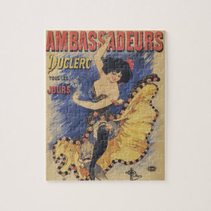 Vintage Art Nouveau Dancer French Poster Jigsaw Puzzle