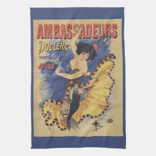 Vintage Art Nouveau Dancer French Poster Kitchen Towel