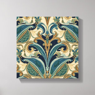 Vintage Art Nouveau Deco Majolica Floral Craftsman Canvas Print
