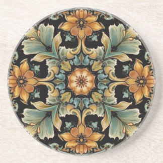 Vintage Art Nouveau Deco Majolica Floral Craftsman Coaster