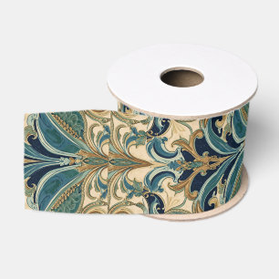 Vintage Art Nouveau Deco Majolica Floral Craftsman Grosgrain Ribbon