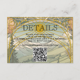 Vintage Art Nouveau Deco QR Code Wedding Details Enclosure Card