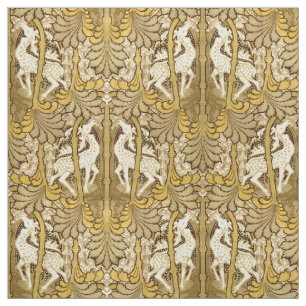 Vintage Art Nouveau Deer Pattern Fabric