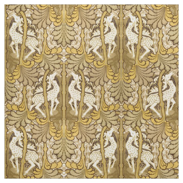 Vintage Art Nouveau Deer Pattern Fabric (Swatch)