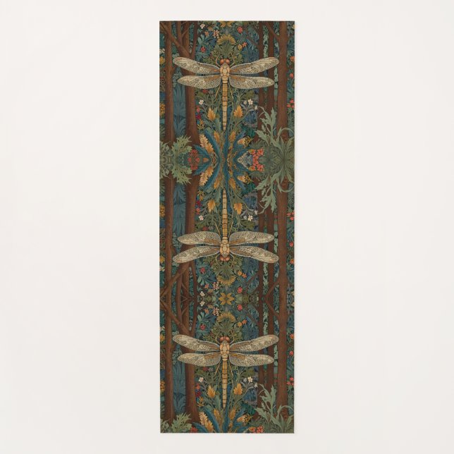 Vintage art nouveau dragonfly boho chic yoga mat (Front)