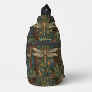 Vintage art nouveau dragonfly boho monogram sling bag