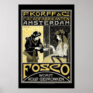 Vintage Art Nouveau Dutch Chocolate Ad Poster