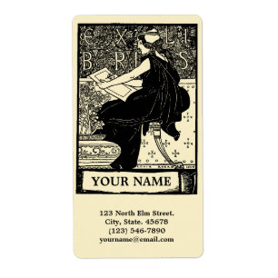 Vintage Art Nouveau Ecriture Ex Libris Étiquette