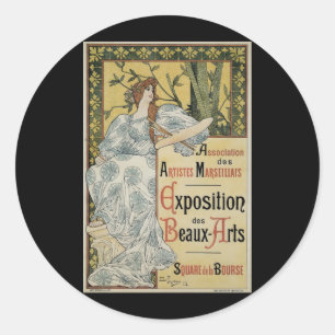 Vintage Art Nouveau, Exposition des Beaux Arts Classic Round Sticker