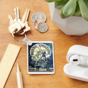 Vintage Art Nouveau Fairies, Bicycle Pierrot Moon Keychain