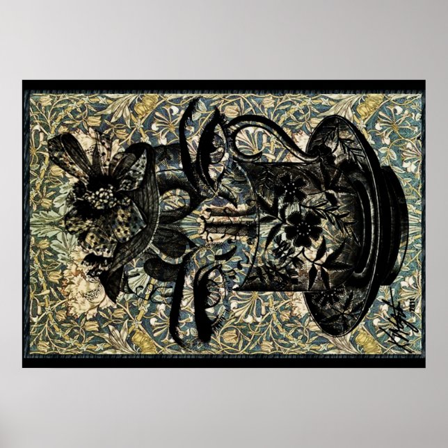 Vintage Art Nouveau Filled Teacup Poster (Front)