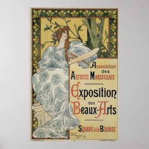 Vintage art nouveau fine arts expo poster