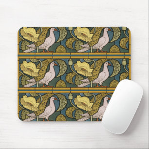 Vintage Art Nouveau Fish Pigeon Pattern Verneuil Mouse Pad
