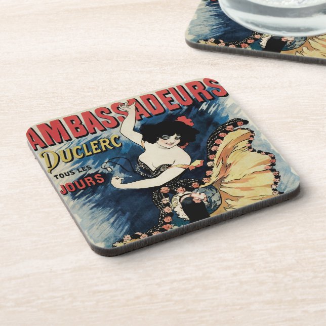 Vintage Art Nouveau Flamenco Dancer, Ambassadeurs Coaster (Left Side)