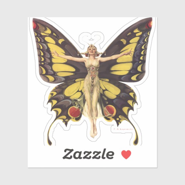 Vintage Art Nouveau "Flapper" With Butterfly Wings (Sheet)