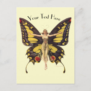 Vintage Art Nouveau "Flapper" With Butterfly Wings Postcard