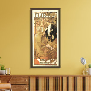 Vintage Art Nouveau Flirt Biscuits, Alphonse Mucha Canvas Print