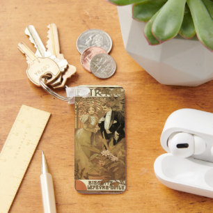 Vintage Art Nouveau Flirt Biscuits, Alphonse Mucha Keychain