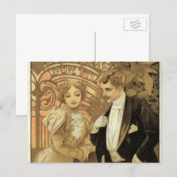 Vintage Art Nouveau Flirt Biscuits, Alphonse Mucha
