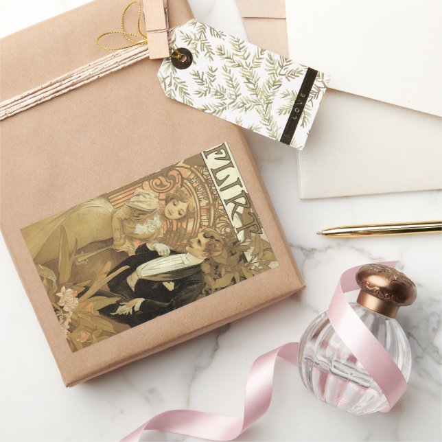Vintage Art Nouveau Flirt Biscuits, Alphonse Mucha Sticker (Gifting)