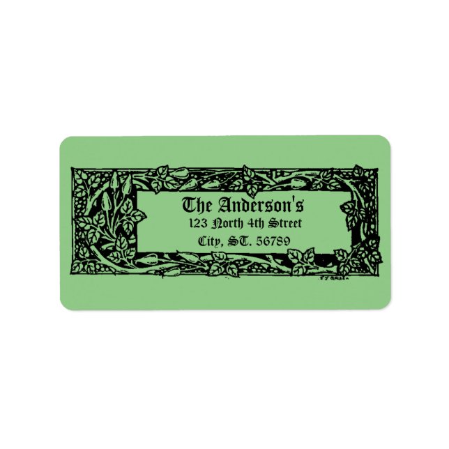 Vintage Art Nouveau Floral Border Label (Front)