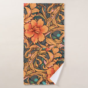 Vintage Art Nouveau Floral Garden  Bath Towel