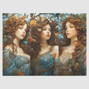 Vintage Art Nouveau Floral Goddess Victorian Boho Tissue Paper