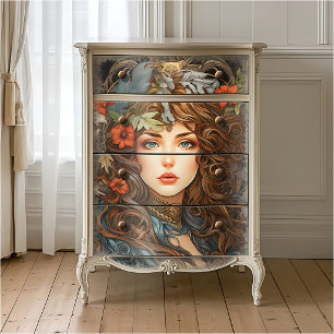 Vintage Art Nouveau Floral Goddess Victorian Boho Tissue Paper