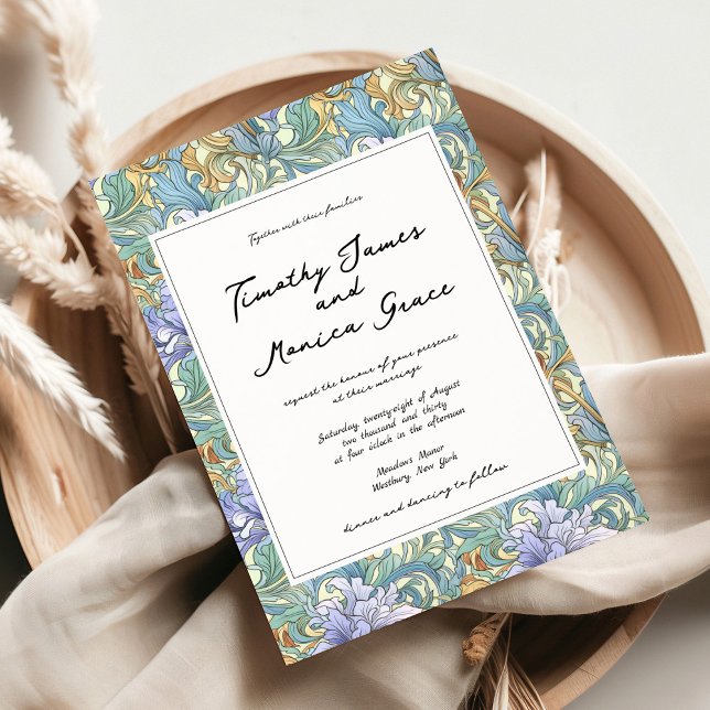 Vintage Art Nouveau Floral Handwritten Wedding Invitation (Creator Uploaded)