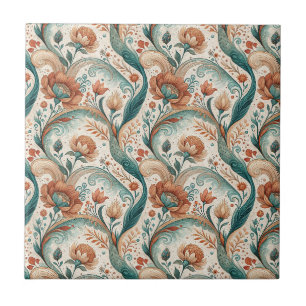 Vintage Art Nouveau Floral Mural Painting Pattern Tile