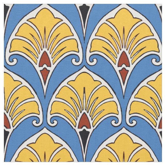 Vintage Art Nouveau Floral Pattern Fabric (Close Up)