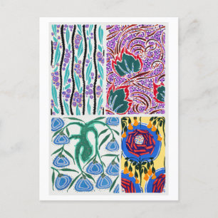 Vintage Art Nouveau Floral Pattern Illustration Postcard