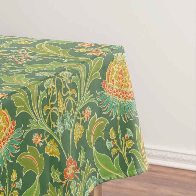Vintage Art Nouveau Floral Pattern Tablecloth (In Situ)