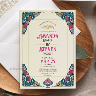 Vintage Art Nouveau Floral Pattern Wedding Invitation