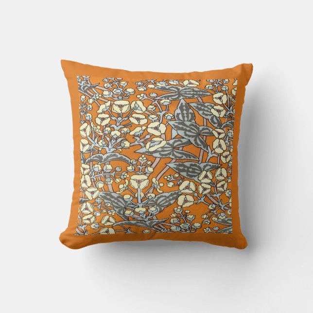 Vintage Art Nouveau Floral Throw Pillow (Front)