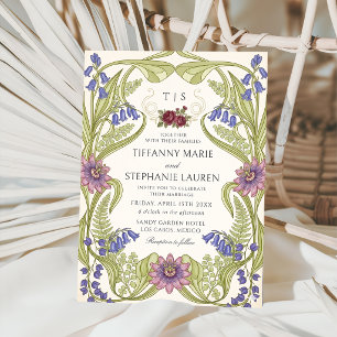 Vintage Art Nouveau Floral Wedding Invitation