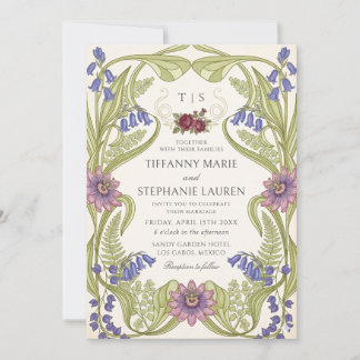 Vintage Art Nouveau Floral Wedding Invitation