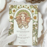 Vintage Art Nouveau Floral Wedding Menu Card<br><div class="desc">This Art Nouveau-inspired wedding menu card is a masterpiece of vintage elegance and botanical charm. The front showcases a graceful Art Nouveau woman framed by delicate floral illustrations of soft white flowers, greenery, and intricate patterns in sage green, pale peach, and warm yellow. Beautifully designed, the menu presents an exquisite...</div>
