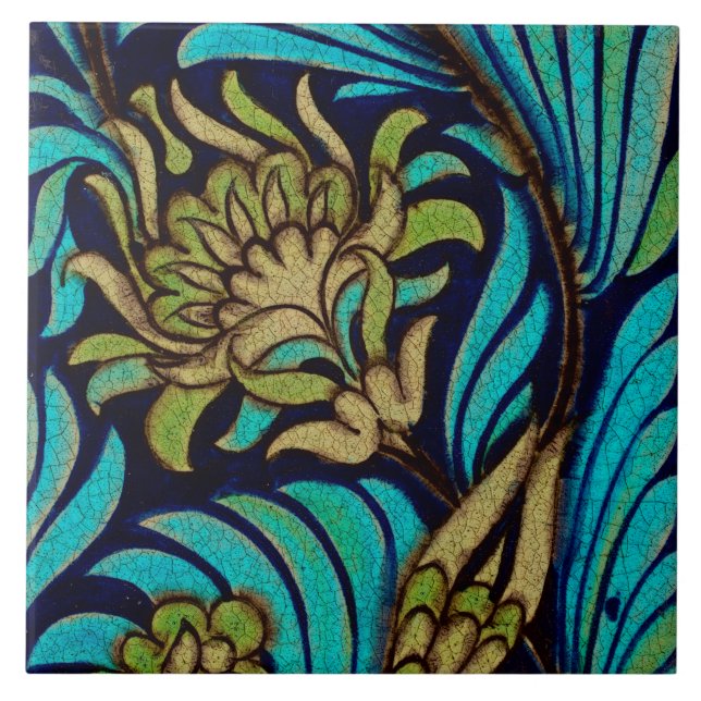 Vintage Art Nouveau Flower Pattern Replica Tile  (Front)