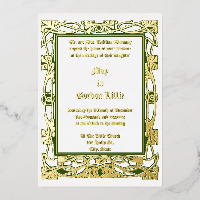 Vintage Art Nouveau Foliage Border Wedding (Front)