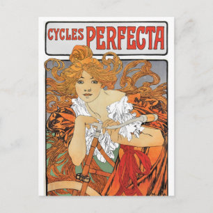Vintage Art Nouveau Girl Cyclist Postcard