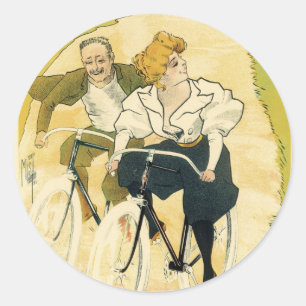 Vintage Art Nouveau, Gladiator Cycles Bicycles  Classic Round Sticker