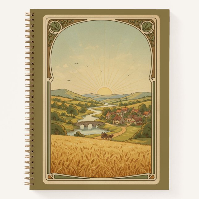 Vintage Art Nouveau Golden Valley Sunrise Journal (Front)